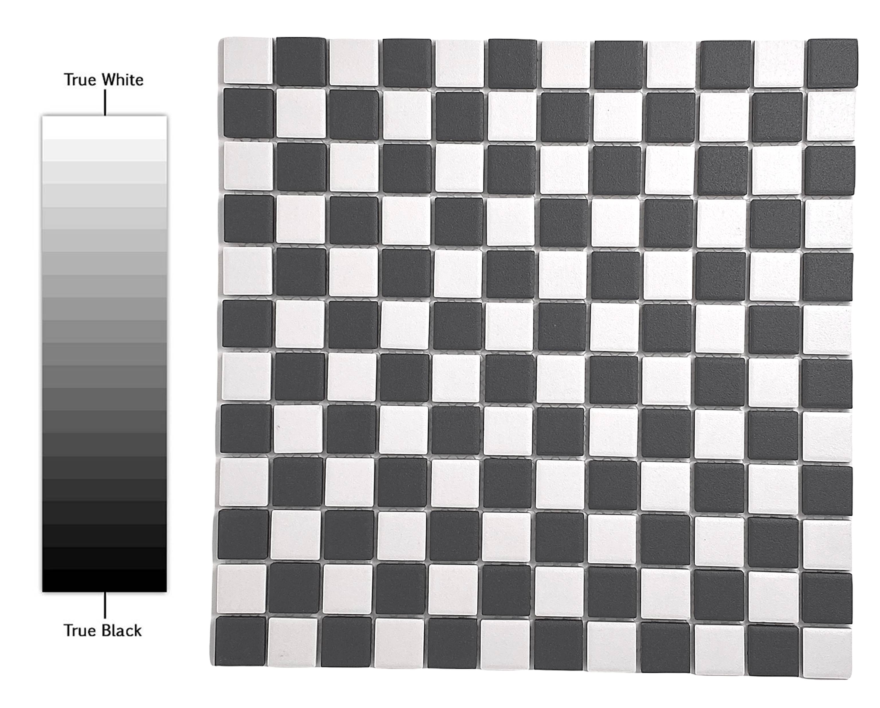 TDPW-UGBW1X1-400 Black Greyish & White Checkered Unglazed Porcelain 7/8 Inch Square Mosaic Tile for Bathroom Floors, Walls, Kitchen Backsplash and Pool (Not Peel and Stick)