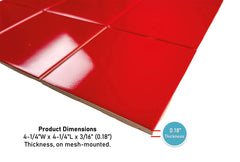 4 in Red Ceramic Tile 4.25 inch Gloss (Shinny) 4 1/4" Box of 10 Piece for Bathroom Wall and Kitchen Backsplash