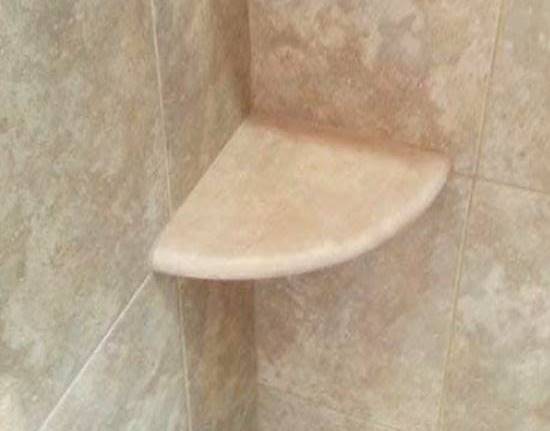 Premium Quality Durango Cream Filled and Honed Ivory Light Travertine Corner Shower Shelf Stone 9'' Wall Tile