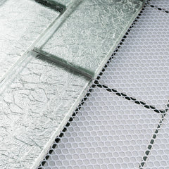 Tenedos 2x4 Glossy Glitter Ice Sky Brick Glass Wall Tiles for Bathroom and Kitchen Walls Kitchen Backsplashes