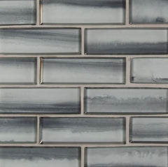 2X6 Brick Pattern Grey Stripe Glass Mosaic Wall Tile for Kitchen Backsplash, Wall Tile for Bathroom, Shower Wall Tile, Accent Wall (Box of 10 Sheets)