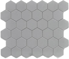 Hexagon 2 inch Gray Matte Porcelain Mosaic Wall Floor Tile for Bathroom Shower, Kitchen Backsplashes, Pool Tile (10 Sheets/Case)