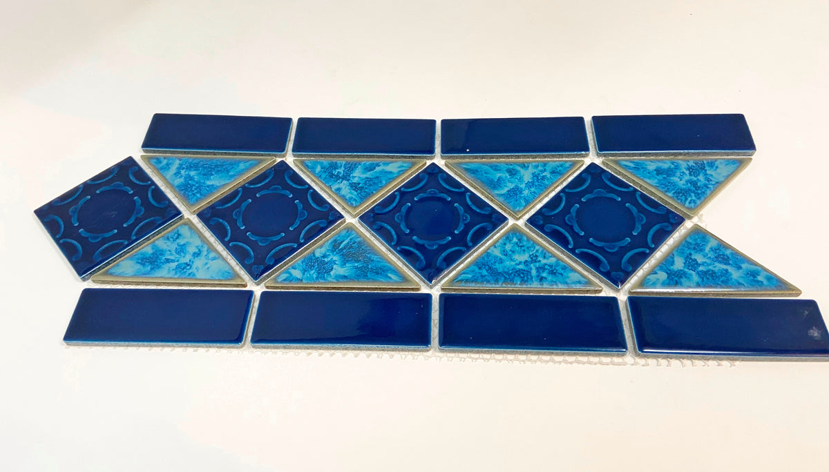 Cobalt Blue Porcelain Pattern LineUp Tile