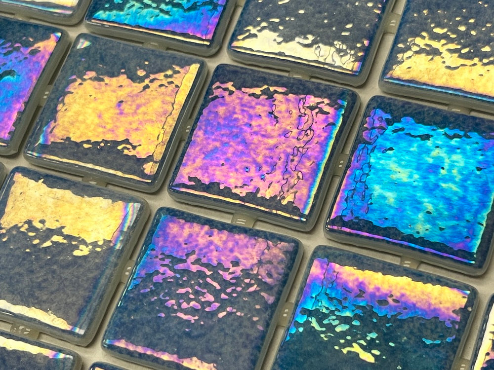 Sea Blue  Square 1-1/2 Recycled Glass Wall Floor Pool Tile Backsplash for Kitchen, Pool Tile, Bathroom Shower, Accent Decor