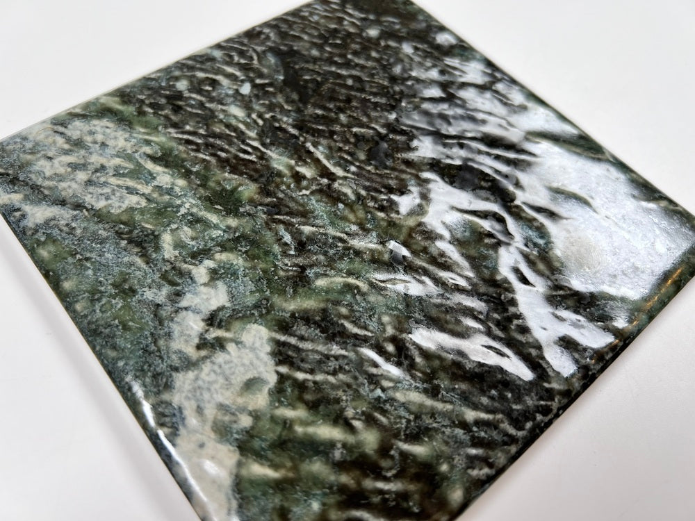 Dark Green Baltic Sea Algae Wavy Look Square 6x6 Porcelain Floor and Wall Tile for Swimming Pools, Kitchen Backsplash, Bathroom Walls, Accent Walls