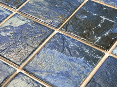 Ocean Blue Brownish Rocky Look 2-7/8 inch Square Porcelain Floor and Wall Mosaic Tile for Swimming Pools, Kitchen Backsplash, Bathroom Walls, Accent Walls