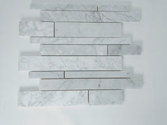 Carrara Marble Random Strip Modern Brick Mosaic Tile Polished for Kitchen Backsplash Wall Bathroom Flooring Shower - Tenedos