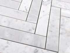 Carrara Marble 1x6 Long Herringbone Mosaic Tile Polished for Kitchen Backsplash Wall Bathroom Flooring Shower