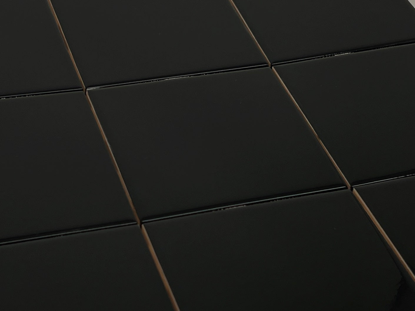 4 in Black Ceramic Tile 4.25 inch Gloss (Shinny) 4 1/4" Box of 10 Piece for Bathroom Wall and Kitchen Backsplash