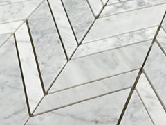 Tenedos Carrara Premium Marble Chevron Mosaic Tile Polished for Kitchen Backsplash Bathroom Wall and Flooring Shower Surround Dining Room Entryway