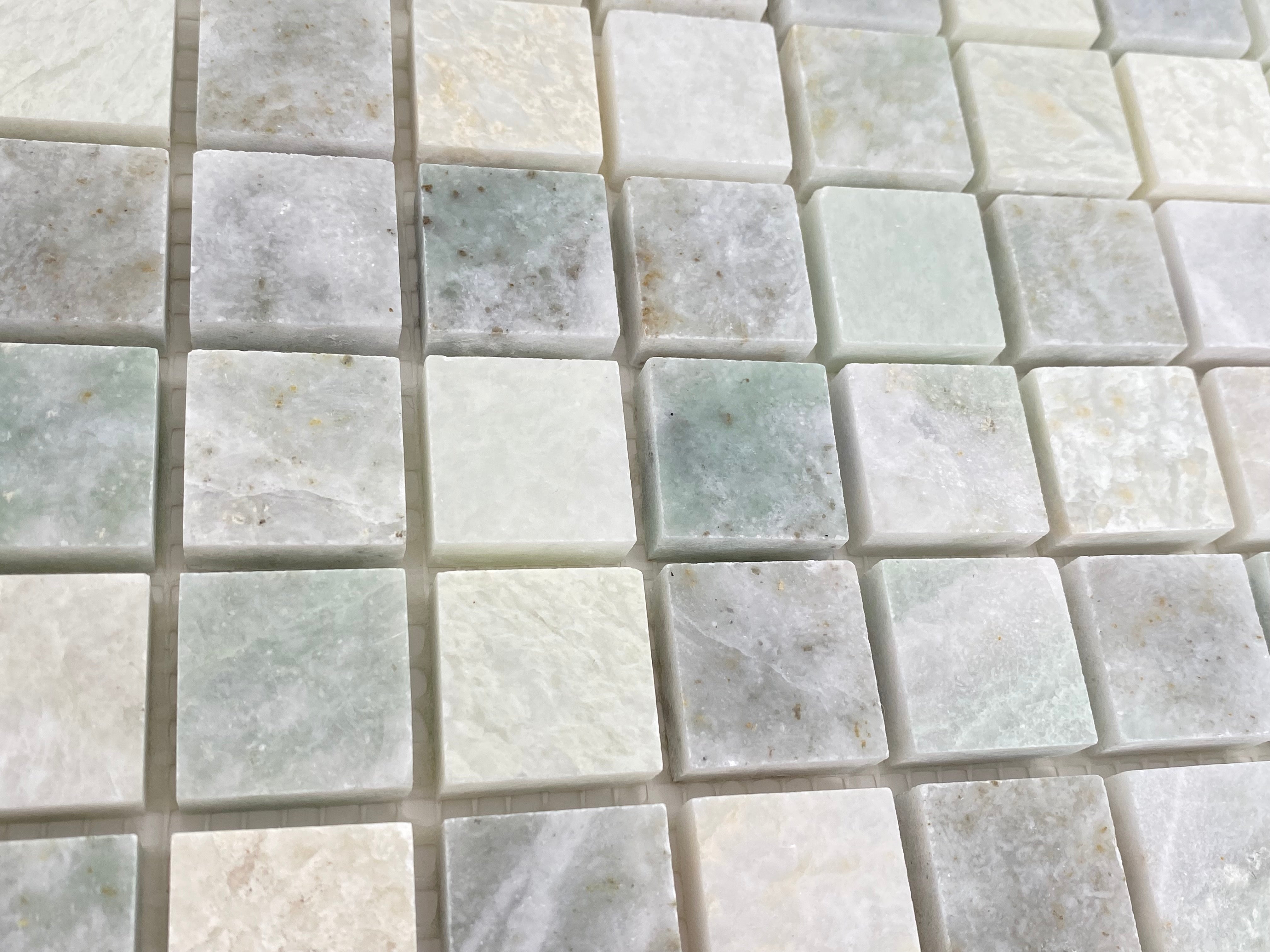 Ming Green Marble Onyx Polished Square 1x1 Mosaic Tiles for Kitchen Backsplash Bathroom Flooring Shower