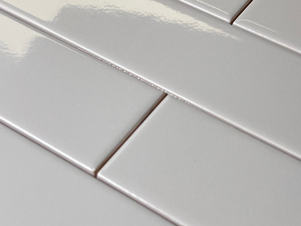 Subway Tile Grey Ceramic Glossy 2x8 Wall, Décor
