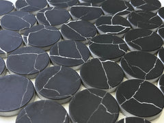 Nero Marquina Bubble Circle Recycled Glass Matte Floor and Wall Mosaic Tile for Backsplash Kitchen, Bathroom, Accent Wall