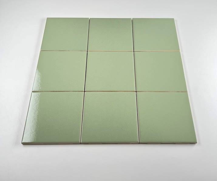 Olive Green 4 in Ceramic Tile 4.25 inch Gloss (Shinny) 4 1/4" Box of 10 Piece for Bathroom Wall and Kitchen Backsplash