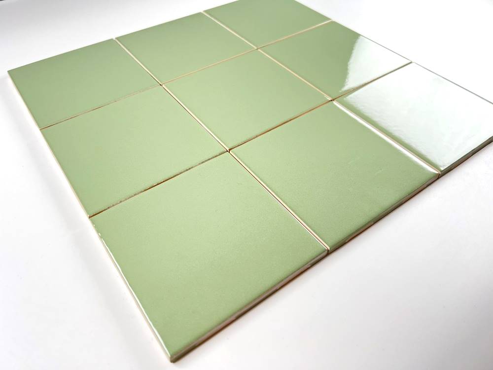 Olive Green 4 in Ceramic Tile 4.25 inch Gloss (Shinny) 4 1/4" Box of 10 Piece for Bathroom Wall and Kitchen Backsplash