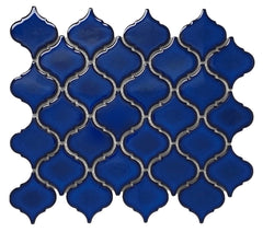 Tenedos Premium Cobalt Blue 2 Inch Lantern Glossy Porcelain Mosaic Tile for Kitchen Backsplash Bathroom Wall Pool Tiles