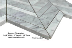 Tenedos Carrara Premium Marble Chevron Mosaic Tile Polished for Kitchen Backsplash Bathroom Wall and Flooring Shower Surround Dining Room Entryway