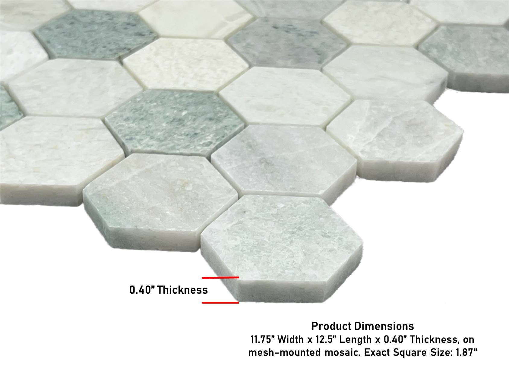 Ming Green 2 Inch Hexagon Polished Marble Mosaic Tile for Floor and Wall Tile, Shower Surrounds, Accent Walls, Kitchen Backsplashes, and Residential Uses