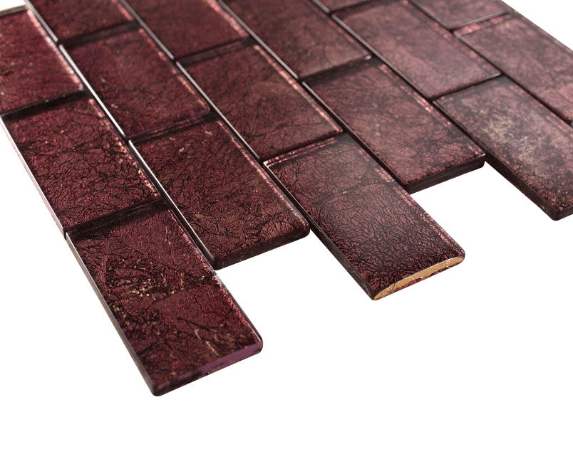 2x4 Glossy Glitter Red Velvet Sky Brick Glass Wall Mosaic Tiles for Bathroom and Kitchen Walls Kitchen Backsplashes