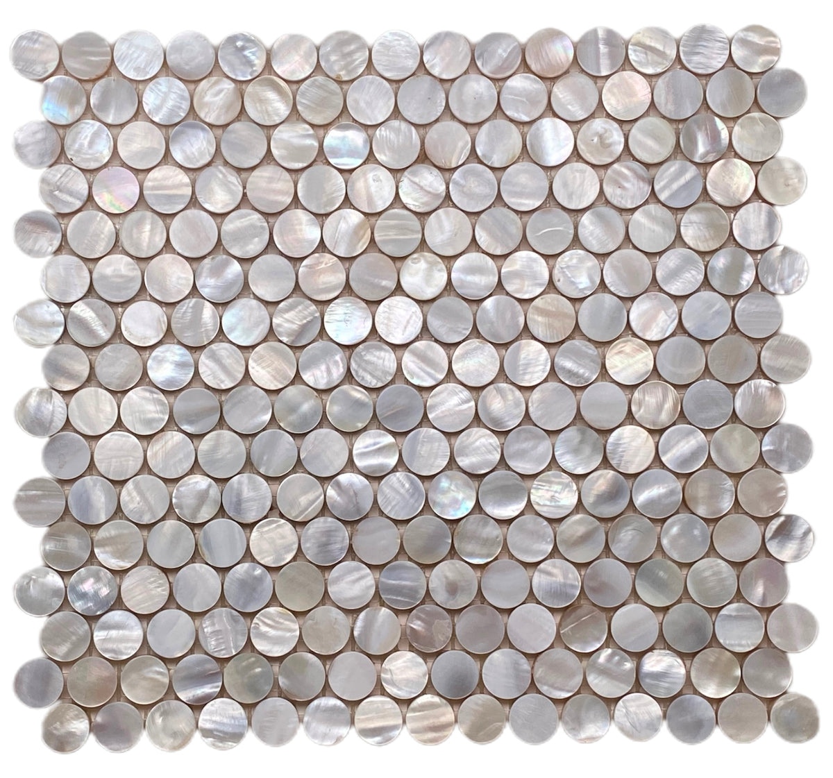 Tenedos Seashell Natural Pearl Mother of Pearl Penny Round 3/4 Inch Mosaic Wall Tile with Backing