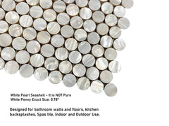 Seashell Natural Pearl Mother of Pearl Penny Round 3/4 Inch Mosaic Wall Tile with Backing for Kitchen Backsplash, Bathroom Shower, Accent Walls