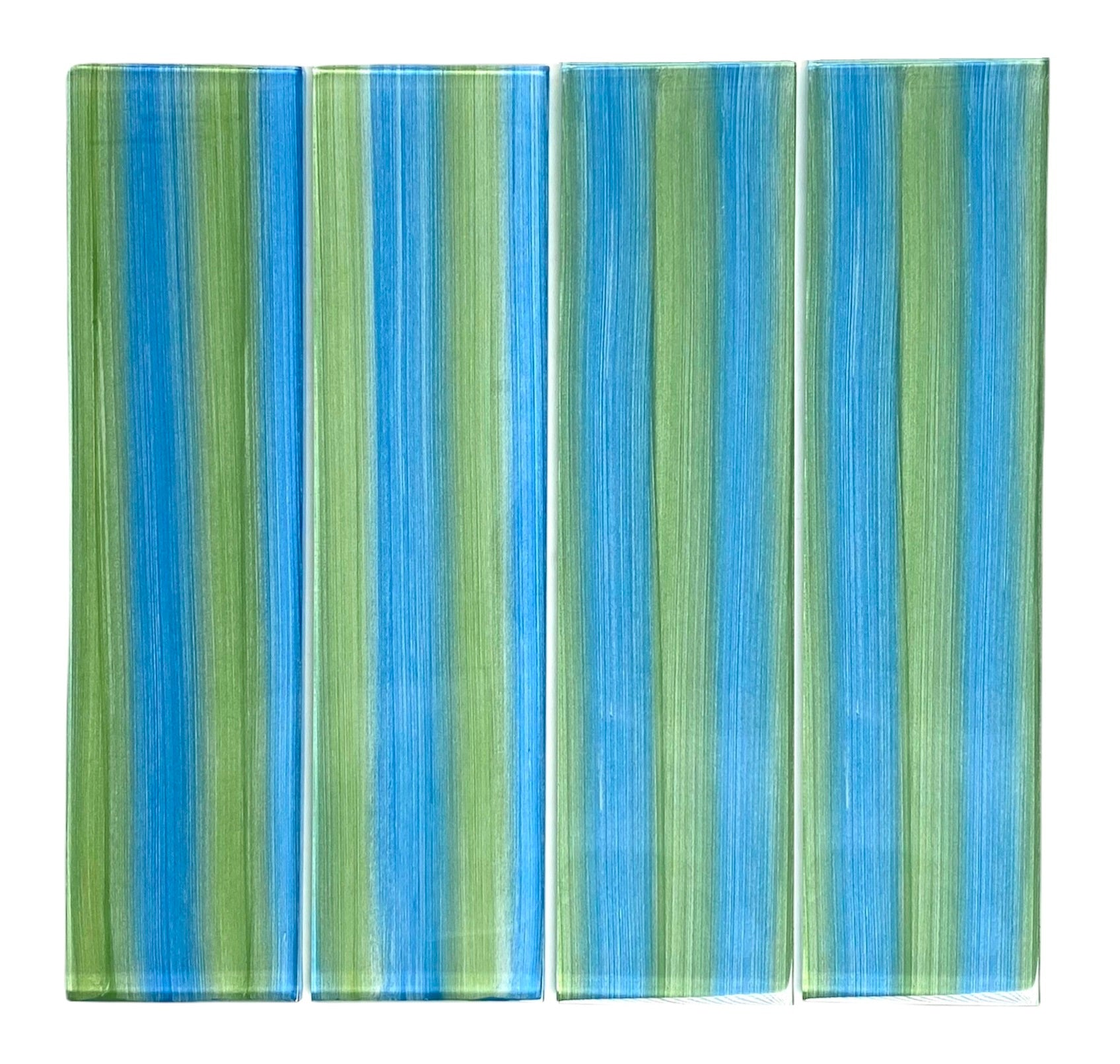 3x12 Blue Green Aqua Beach Hand Painted Glass Subway Wall Tile for Kitchen Backsplash, Accent Wall, Bathroom Shower