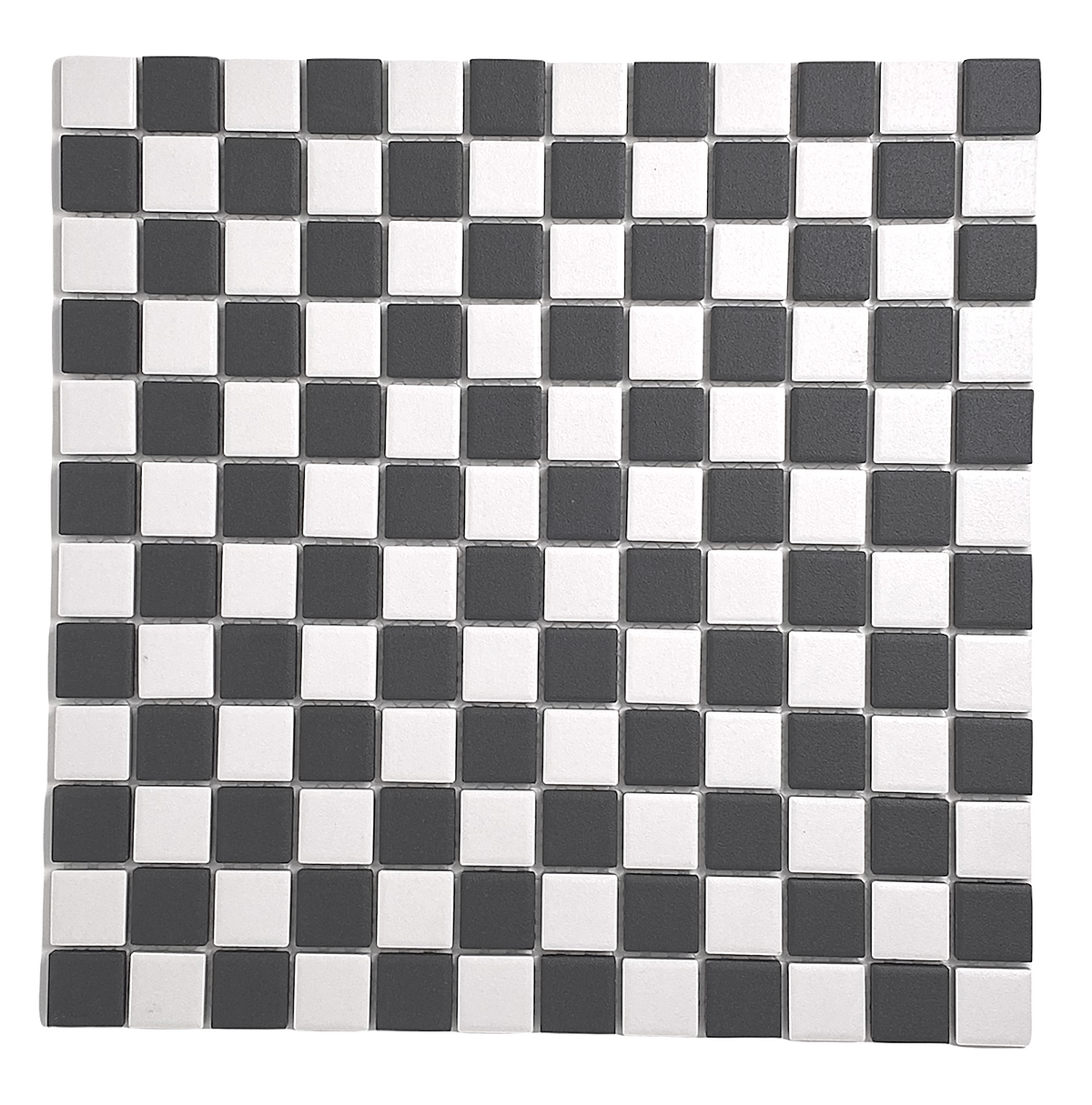 Tenedos Black Greyish & White Checkered Unglazed Porcelain 7/8 Inch Square Mosaic Tile, and (Not Peel and Stick)