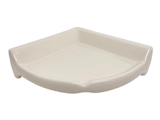Tenedos Bone Ceramic Almond Glazed Wall Corner Shelf for Bathroom Shower Accessory Kit