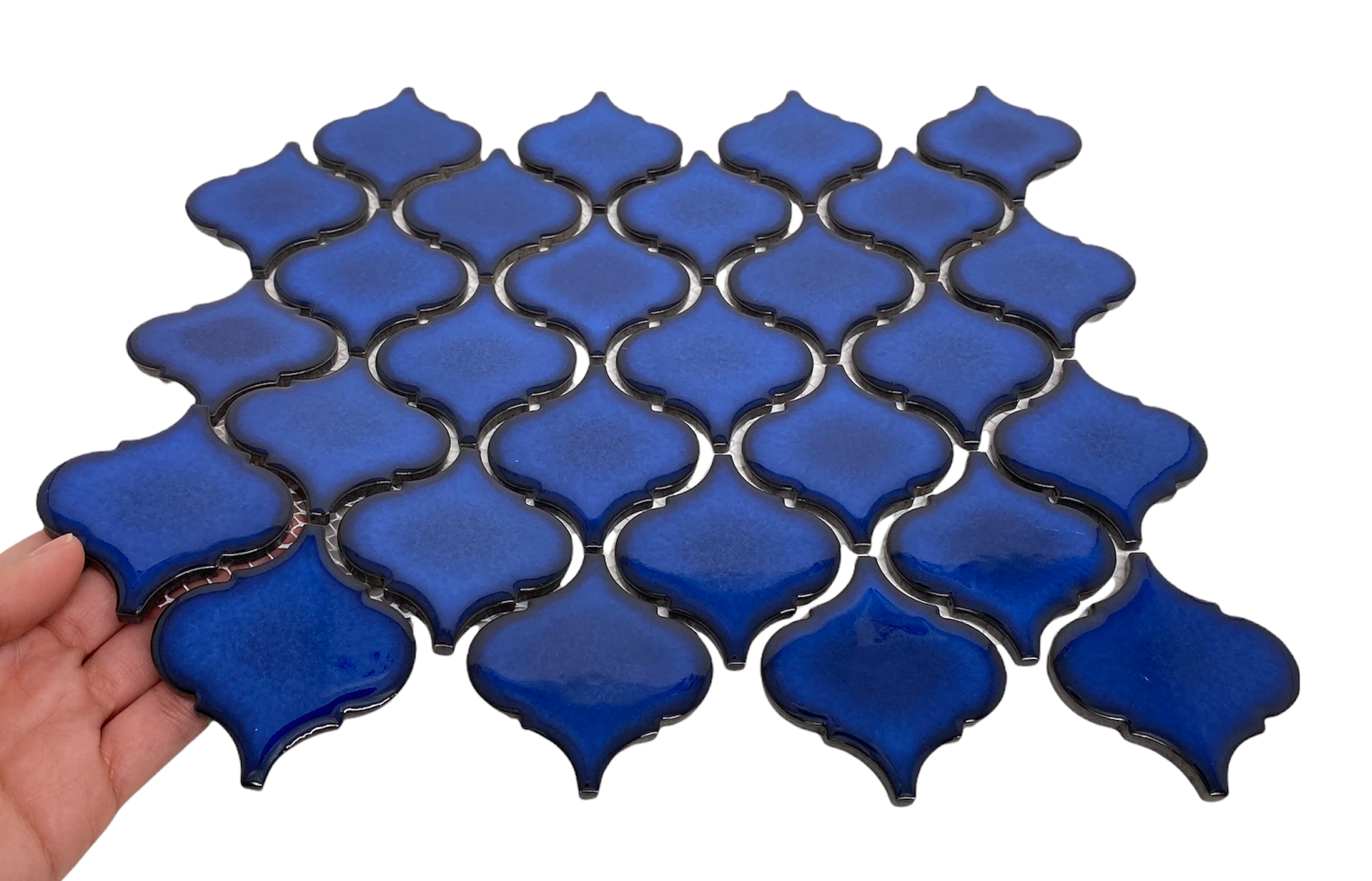 Tenedos Premium Cobalt Blue 2 Inch Lantern Glossy Porcelain Mosaic Tile for Kitchen Backsplash Bathroom Wall Pool Tiles