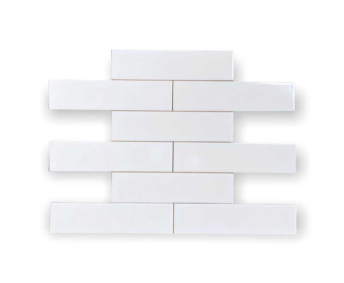 Tenedos White Subway Wall Tile Gloss Finish 2x8 (60 pieces- Box of 6.5 Sqft)