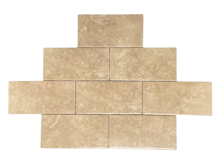 Mediterranean Durango Sand 3x6 Ceramic Subway Wall Tile for Kitchen Backsplash, Bathroom Wall ( Box of 10 Sqft)