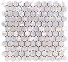 Seashell Natural Mother of Pearl Hexagon 1 Inch Mosaic Wall Tile with Backing for Kitchen Backsplash, Bathroom Wall, Accent Walls