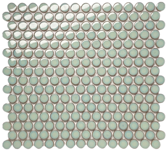 Penny Round Vintage Green Glossy Porcelain Mosaic for Bathroom Floors and Walls, Kitchen Backsplashes, Pool Tile By Vogue Tile