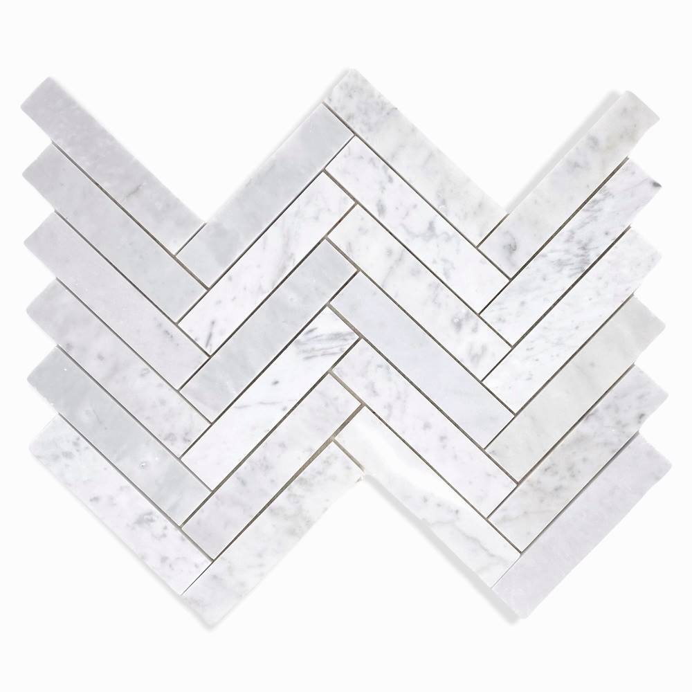 Carrara Marble 1x6 Long Herringbone Mosaic Tile Polished for Kitchen Backsplash Wall Bathroom Flooring Shower