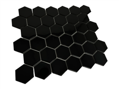 Hexagon 2 in. Black Glossy Porcelain Mosaic Floor Wall Tile for Bathroom Shower, Kitchen Backsplashes, Accent décor, Pool Tile by Tenedos