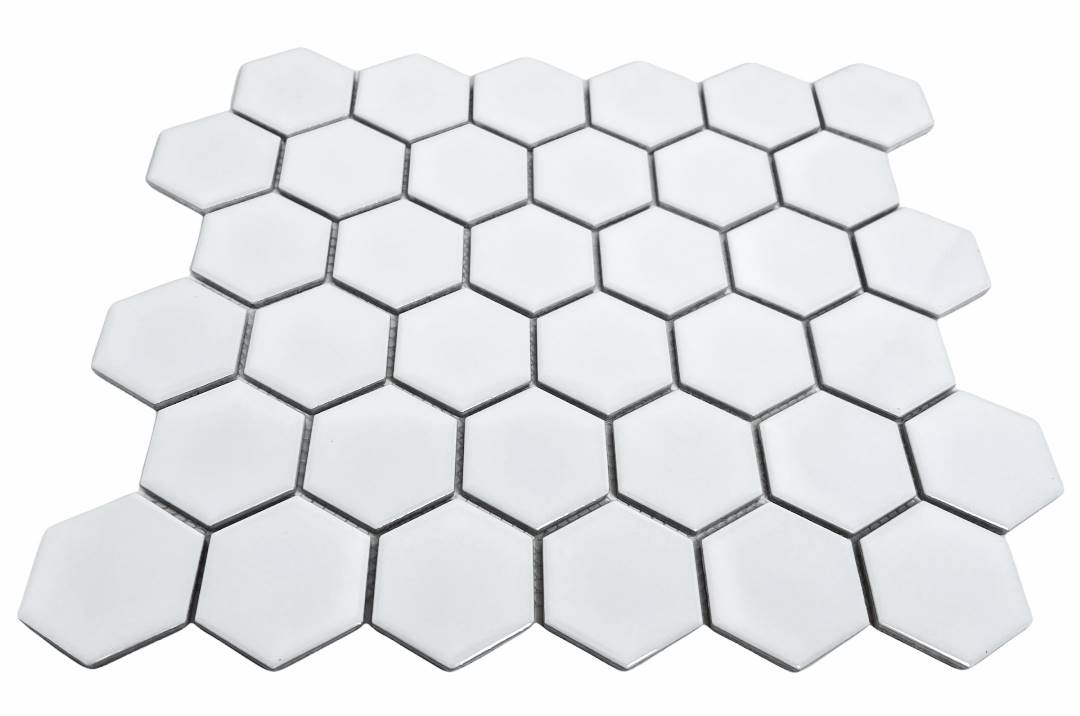 Hexagon 2 Inch White Glossy Porcelain Mosaic for Bathroom Floors and Walls, Kitchen Backsplashes, Accent Wall, Pool Tile by Tenedos