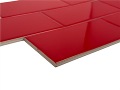 Red  3x6 Ceramic Glossy Subway Wall Tile- 48 pcs/carton (6 Sqft) by Tenedos for Kitchen Backsplash, Bathroom Shower, Accent Decorative Wall
