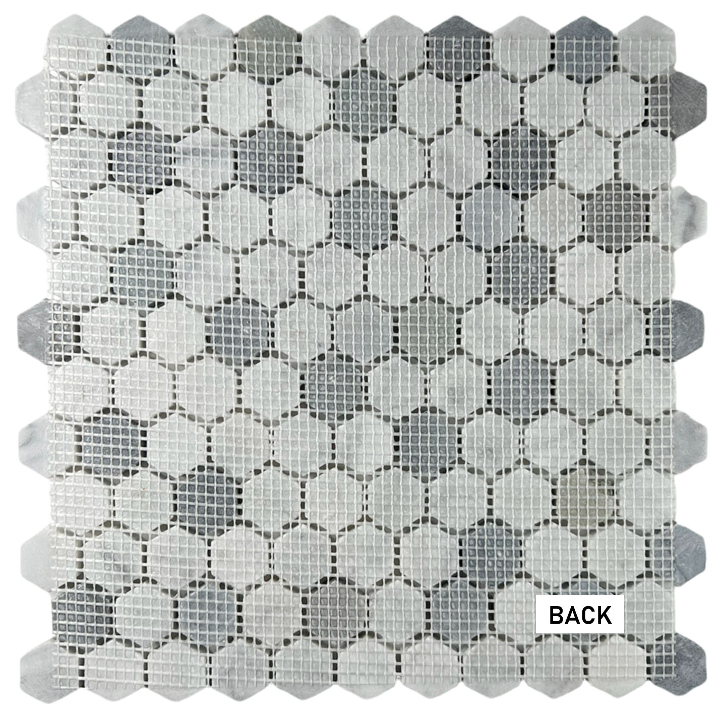 Modern Blue Grey and Carrara Hexagon 1 Inch Marble Polished Tile for Floor and Wall, Bathroom, Backsplash, Accent Wall