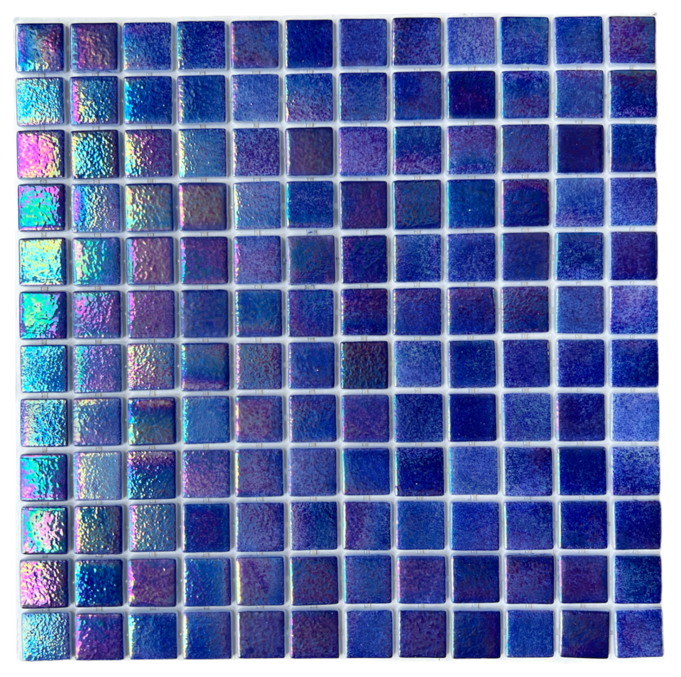 Tenedos Purple Square Iridescent Recycled Glass Mosaic Floor and Wall Tile, Swimming (Not Peel and Stick Tile)