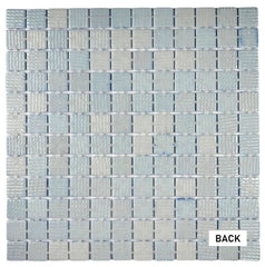 Tenedos Ocean Blue Square 1x1 Iridescent Recycled Glass Mosaic Floor and Wall Tile for Kitchen Backsplash, Swimming Pool Tile, Bathroom Wall, Accent Wall