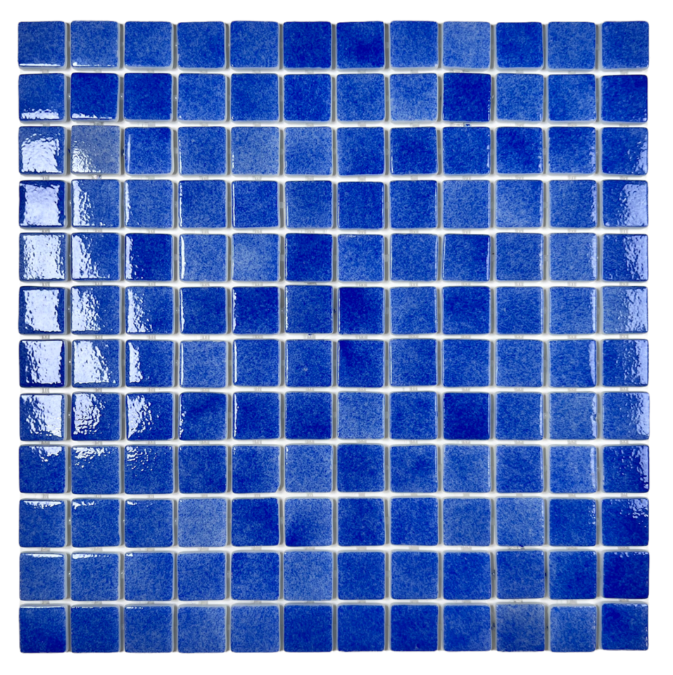 Tenedos Royal Blue Recycled Glass Mosaic Tile Square 7/8 Inch Pattern, Swimming Wall, (Not Peel and Stick Tile)