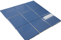 Blue Indigo 4 in Ceramic Tile 4.25 inch Gloss (Shinny) 4 1/4" Box of 10 Piece for Bathroom Wall and Kitchen Backsplash