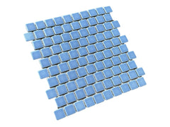 Cornflower Blue Brick Pattern 1 Inch Porcelain Pool Mosaic Floor and Wall Tile for Backsplash, Kitchen, Bathroom, Swimming Pool