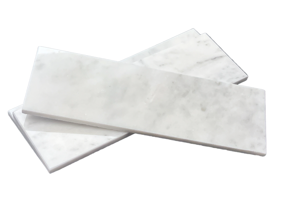 Carrara Marble Italian White Bianco 3x12 Marble Subway Floor and Wall Tile for Kitchen Backsplash, Bathroom Wall, Fireplace Surround