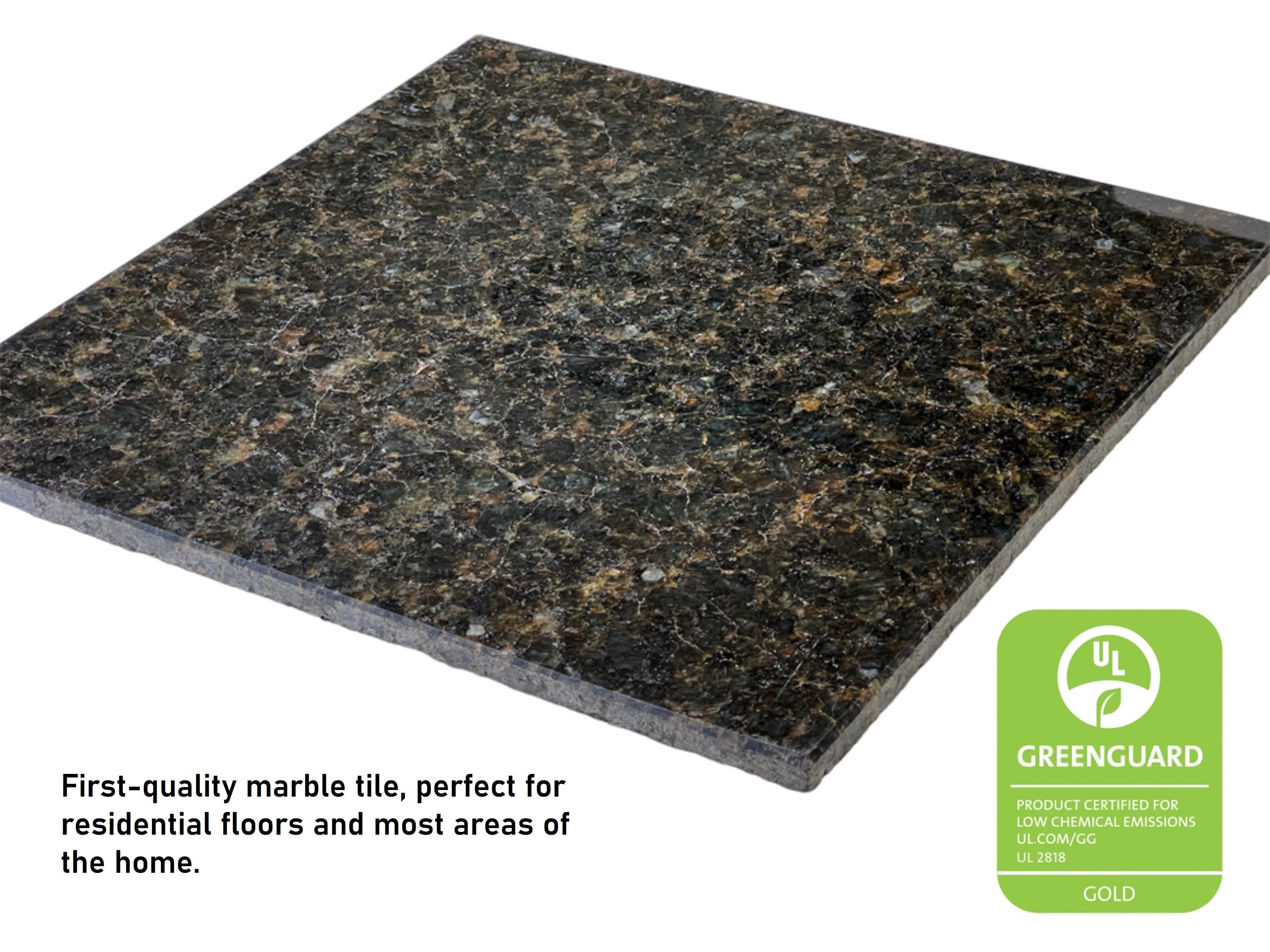 12x12 Ubatuba Dark Green Speckled Polished Granite Floor and Wall Tile for Kitchen Bath Wall Backsplash