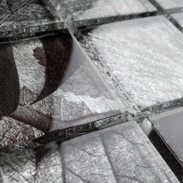 2x2 Square Glass Mosaic Tile (Silver & Black) by Tenedos