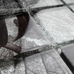 2x2 Square Glass Mosaic Tile (Silver & Black) by Tenedos