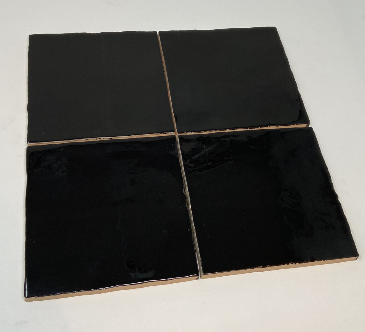 6x6 Black Handmade Look Subway Wall Tile Glossy
