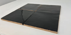 6x6 Black Handmade Look Subway Wall Tile Glossy for Bathroom Shower, Kitchen Backsplash