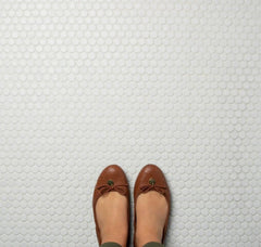 Penny Round Tile Arctic White Porcelain Mosaic Floor Wall Tile backsplash Matte Look for Bathroom Shower, Kitchen, Accent Decor, Fireplace